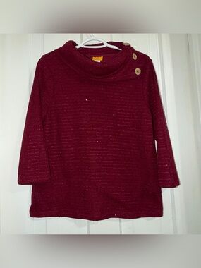 Women's size medium sweater Ruby Rd. Button-Shoulder Cowl Neck Burgundy‎